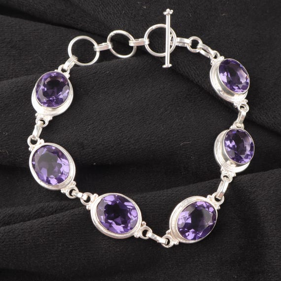 Handmade Iolite Bracelet: Sterling Silver Multi Gemstone Jewelry