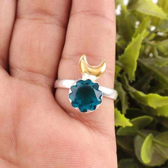 Handmade Apatite Ring: 925 Sterling Silver Blue Gemstone Jewelry