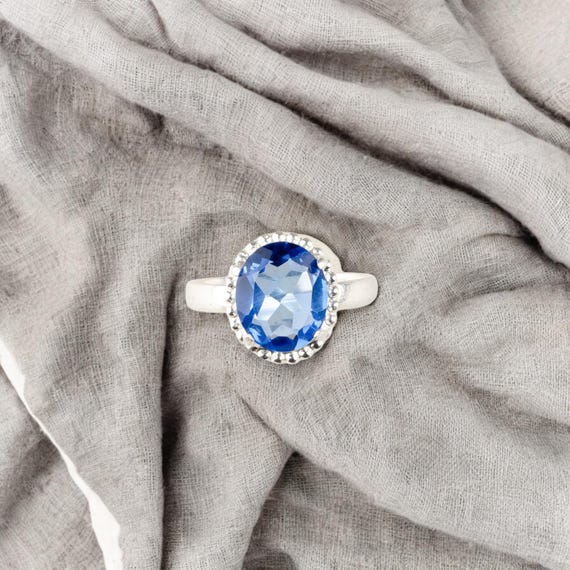 Handmade Tanzanite Ring: 925 Sterling Silver Blue Gemstone Jewelry