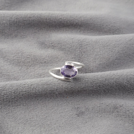 Handmade Iolite Ring: 925 Sterling Silver Purple Gemstone Jewelry