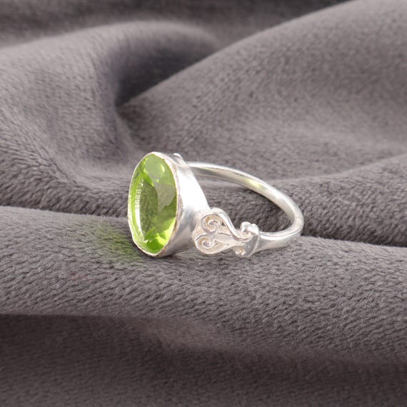 Handmade Peridot Ring: 925 Sterling Silver Green Gemstone Jewelry