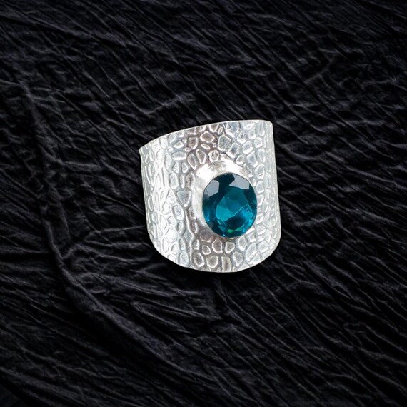 Handmade Apatite Ring: 925 Sterling Silver Blue Gemstone Jewelry