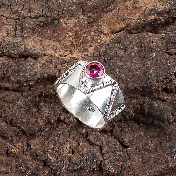 Handmade Pink Rubellite Ring: 925 Sterling Silver Pink Gemstone Jewelry