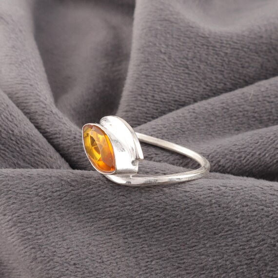 Handmade Citrine Ring: 925 Sterling Silver Yellow Gemstone Jewelry
