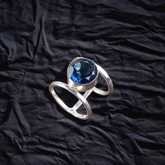 Handmade London Blue Topaz Ring: 925 Sterling Silver Blue Gemstone Jewelry