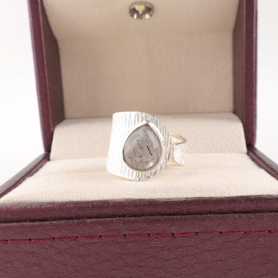 Handmade Black Rutile Ring: 925 Sterling Silver Black Gemstone Jewelry