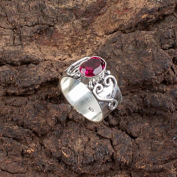 Handmade Pink Rubellite Ring: 925 Sterling Silver Pink Gemstone Jewelry