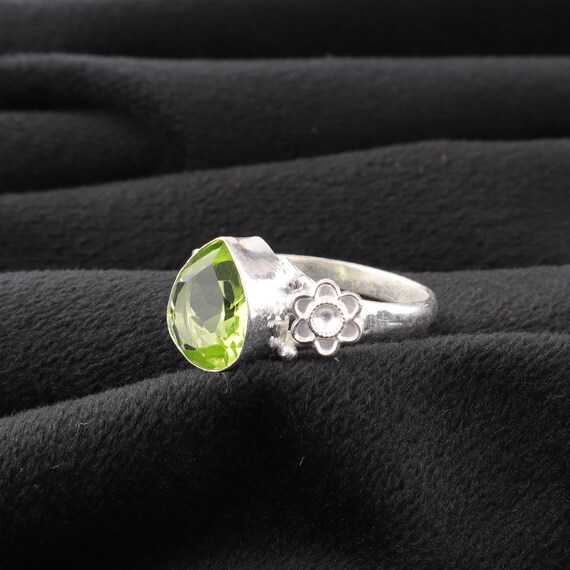 Handmade Peridot Ring: 925 Sterling Silver Green Gemstone Jewelry