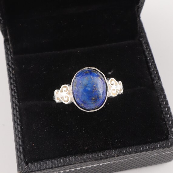 Handmade Lapis Lazuli Ring: 925 Sterling Silver Blue Gemstone Jewelry