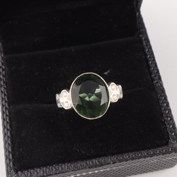Handmade Green Tourmaline Ring: 925 Sterling Silver Green Gemstone Jewelry