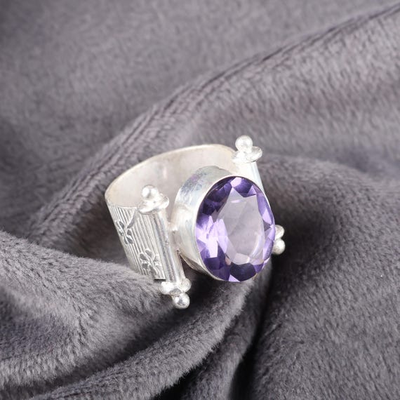 Handmade Iolite Ring: 925 Sterling Silver Purple Gemstone Jewelry