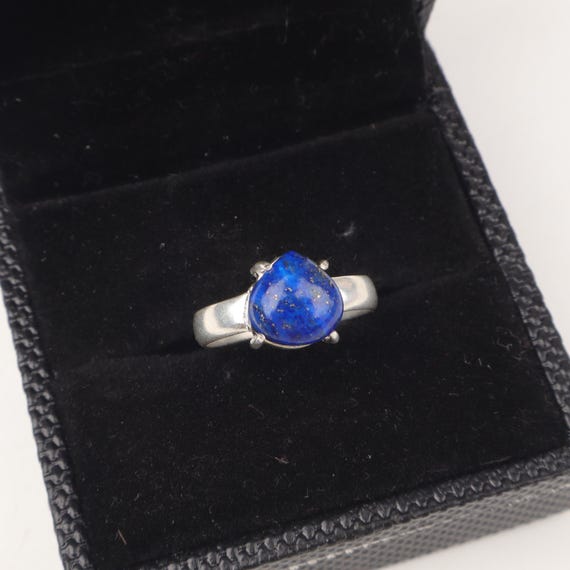 Handmade Lapis Lazuli Ring: 925 Sterling Silver Blue Gemstone Jewelry
