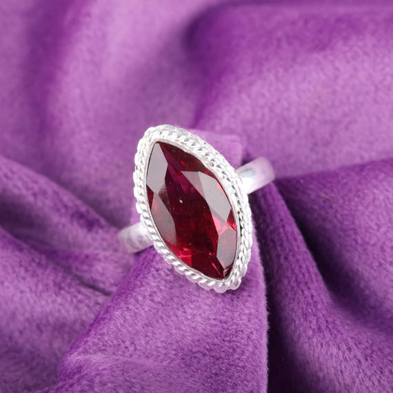 Handmade Pink Rubellite Ring: 925 Sterling Silver Pink Gemstone Jewelry
