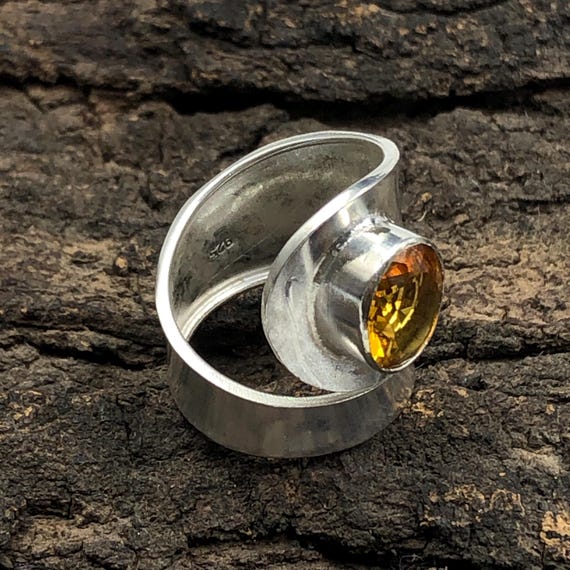 Handmade Citrine Ring: 925 Sterling Silver Yellow Gemstone Jewelry