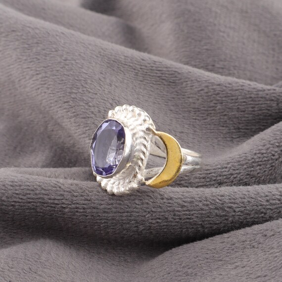 Handmade Iolite Ring: 925 Sterling Silver Purple Gemstone Jewelry