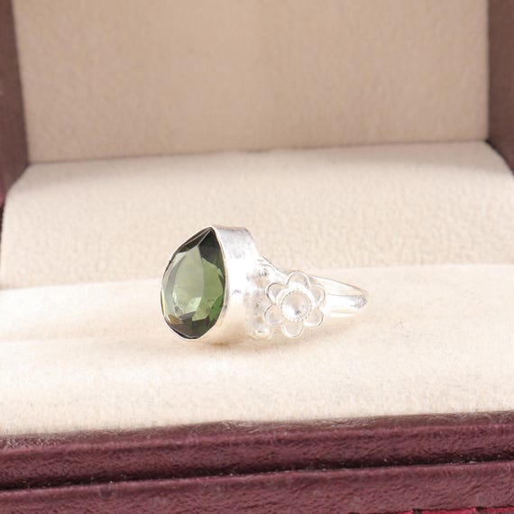 Handmade Green Tourmaline Ring: 925 Sterling Silver Green Gemstone Jewelry