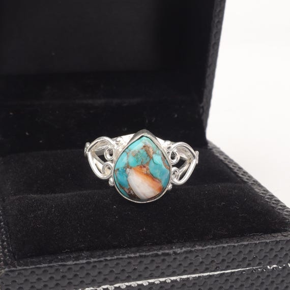 Handmade Spiny Oyster Ring: 925 Sterling Silver Gemstone Jewelry