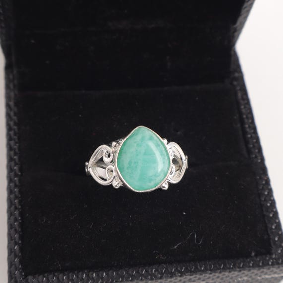 Handmade Amazonite Ring: 925 Sterling Silver Blue Gemstone Jewelry