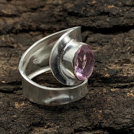 Handmade Morganite Ring: 925 Sterling Silver Pink Gemstone Jewelry