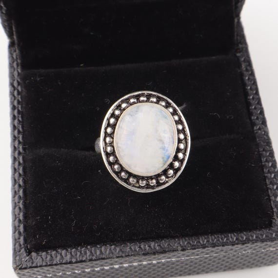 Handmade Rainbow moonstone Ring: 925 Sterling Silver Fire Gemstone Jewelry