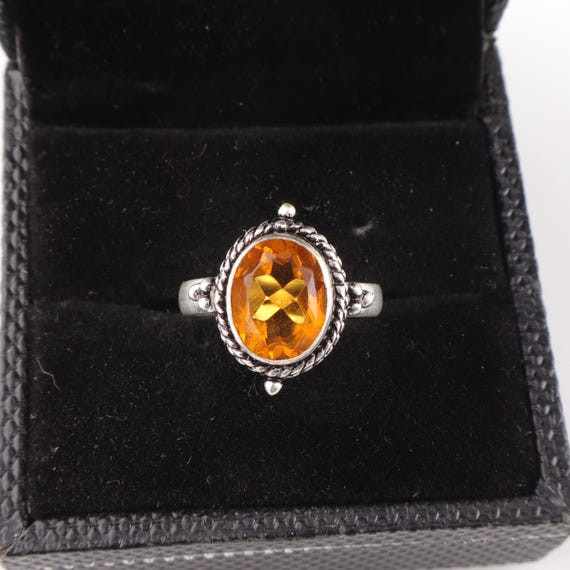 Handmade Citrine Ring: 925 Sterling Silver Yellow Gemstone Jewelry