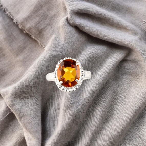 Handmade Citrine Ring: 925 Sterling Silver Yellow Gemstone Jewelry