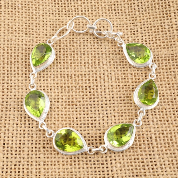 Handmade Peridot Bracelet: Sterling Silver Multi Gemstone Jewelry