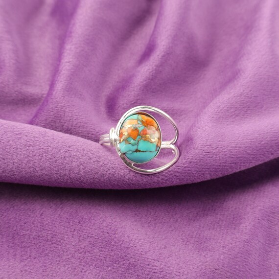 Handmade Spiny Oyster Ring: 925 Sterling Silver Gemstone Jewelry