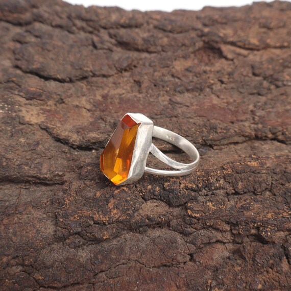 Handmade Citrine Ring: 925 Sterling Silver Yellow Gemstone Jewelry