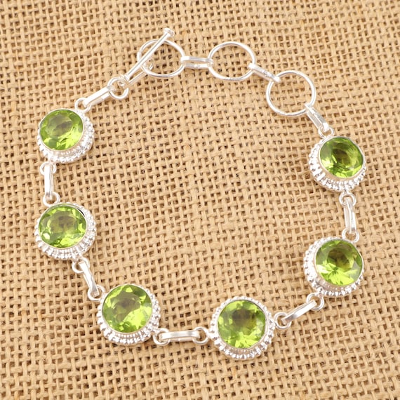 Handmade Peridot Bracelet: Sterling Silver Multi Gemstone Jewelry