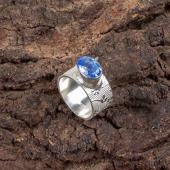 Handmade Tanzanite Ring: 925 Sterling Silver Blue Gemstone Jewelry