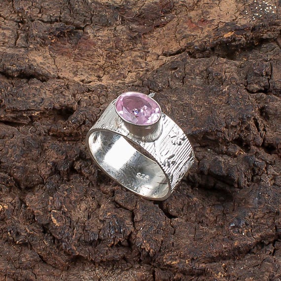 Handmade Morganite Ring: 925 Sterling Silver Pink Gemstone Jewelry