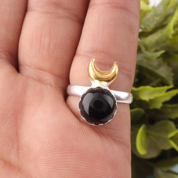 Handmade Black Tourmaline Ring: 925 Sterling Silver Black Gemstone Jewelry