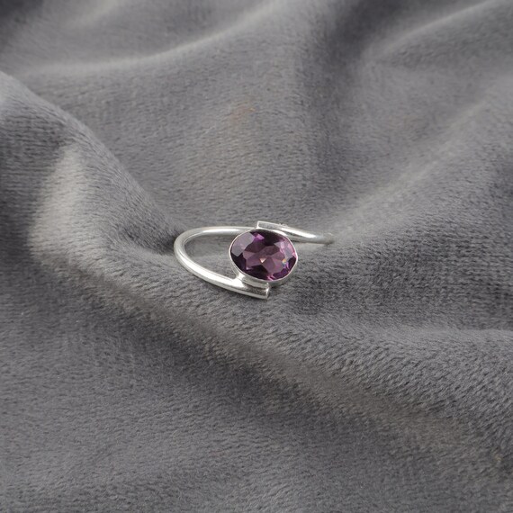 Handmade Amethyst Ring: 925 Sterling Silver Purple Gemstone Jewelry