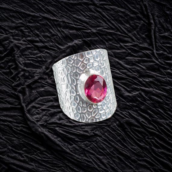 Handmade Pink Tourmaline Ring: 925 Sterling Silver Pink Gemstone Jewelry