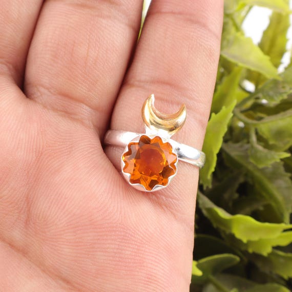 Handmade Citrine Ring: 925 Sterling Silver Yellow Gemstone Jewelry