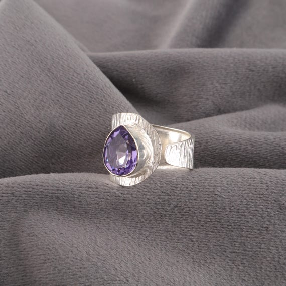 Handmade Iolite Ring: 925 Sterling Silver Purple Gemstone Jewelry