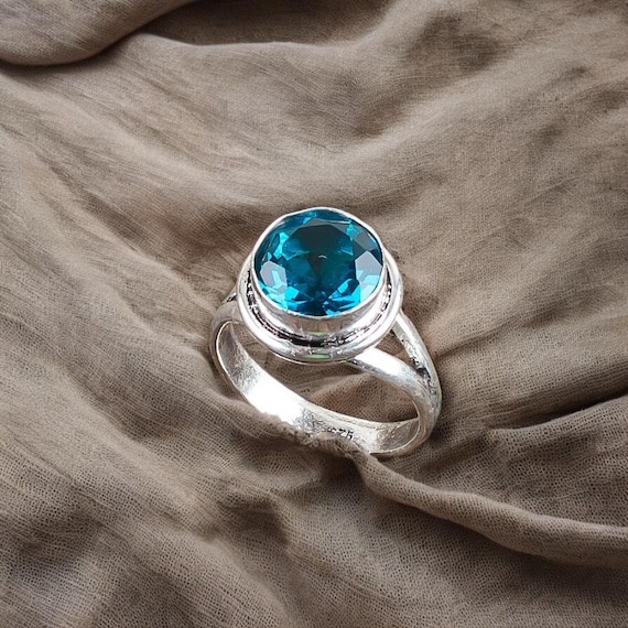 Handmade Apatite Ring: 925 Sterling Silver Blue Gemstone Jewelry
