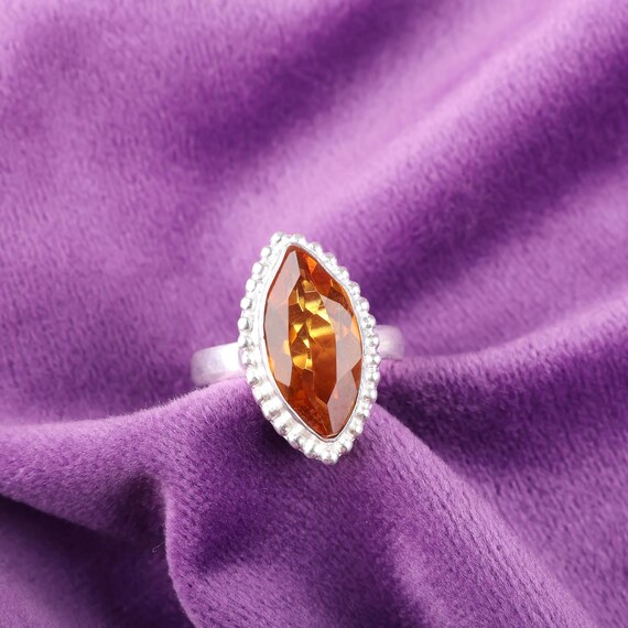 Handmade Citrine Ring: 925 Sterling Silver Yellow Gemstone Jewelry