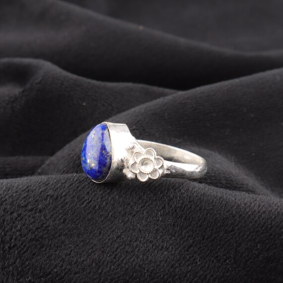 Handmade Lapis Lazuli Ring: 925 Sterling Silver Blue Gemstone Jewelry