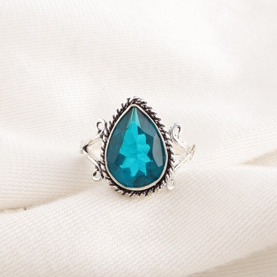 Handmade Apatite Ring: 925 Sterling Silver Blue Gemstone Jewelry