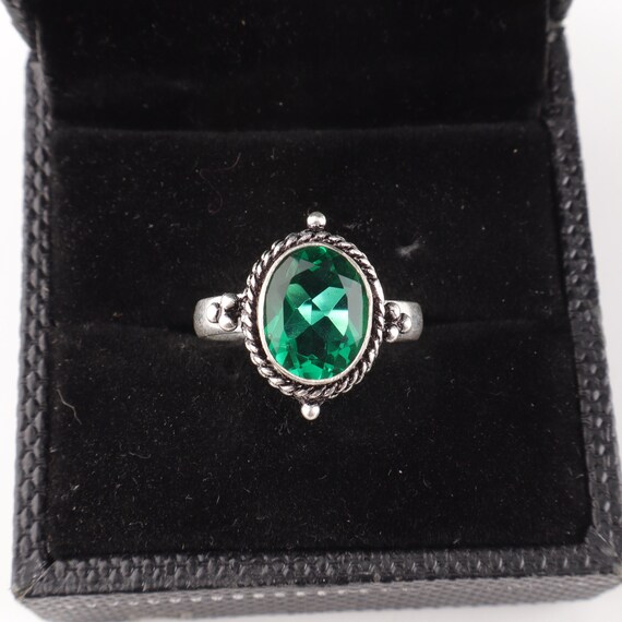 Handmade Emerald Ring: 925 Sterling Silver Green Gemstone Jewelry