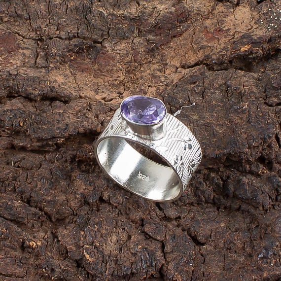 Handmade Iolite Ring: 925 Sterling Silver Purple Gemstone Jewelry