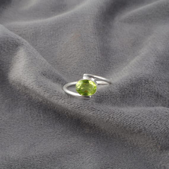 Handmade Peridot Ring: 925 Sterling Silver Green Gemstone Jewelry