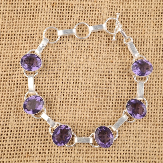 Handmade Iolite Bracelet: Sterling Silver Multi Gemstone Jewelry