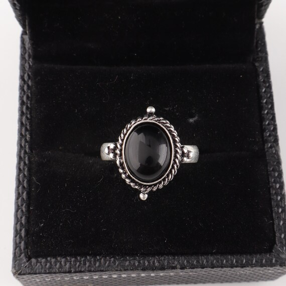 Handmade Black Tourmaline Ring: 925 Sterling Silver Black Gemstone Jewelry