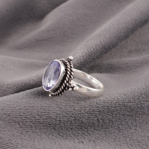 Handmade Iolite Ring: 925 Sterling Silver Purple Gemstone Jewelry
