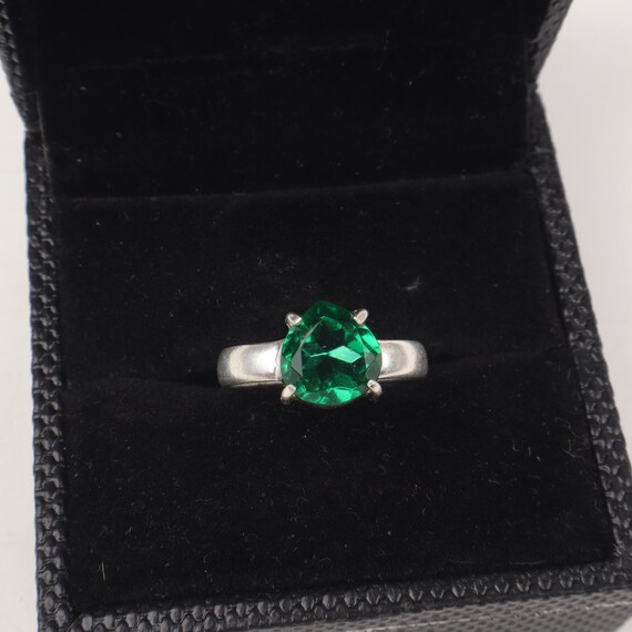 Handmade Emerald Ring: 925 Sterling Silver Green Gemstone Jewelry