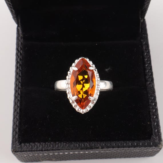 Handmade Citrine Ring: 925 Sterling Silver Yellow Gemstone Jewelry