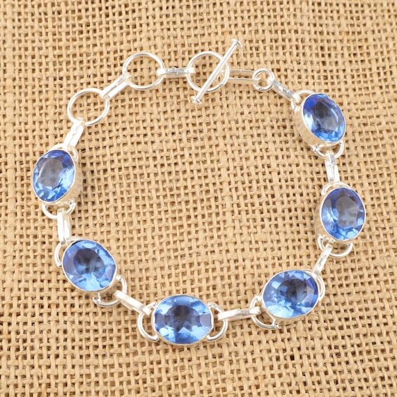 Handmade Tanzanite Bracelet: Sterling Silver Multi Gemstone Jewelry